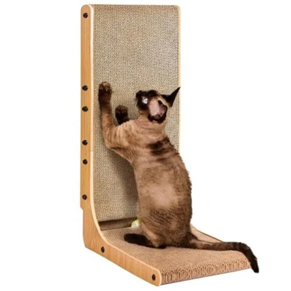 L shaped cat scratcher cardboard scratching board wall sofa toy ball cats